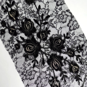 100% Polyester Flower Applique Embroidery Lace Fabric